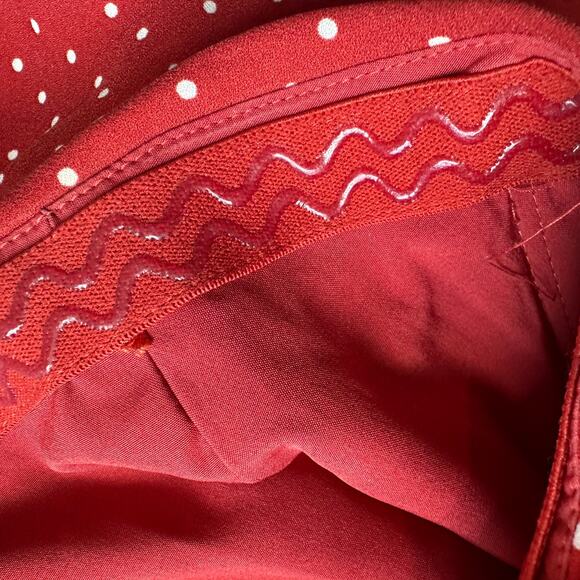 C/MEO Collective Vices Strapless Ruffle Front Polka Dot Midi Dress XXS or 00 Red - Picture 5 of 13